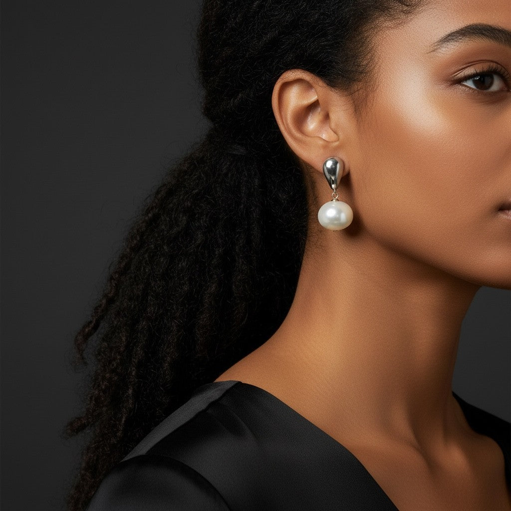 Pearl Drop Earring (Silver)